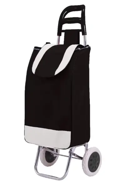 Carucior de piata pliabil cadru din aluminiu 2 roti NEGRU