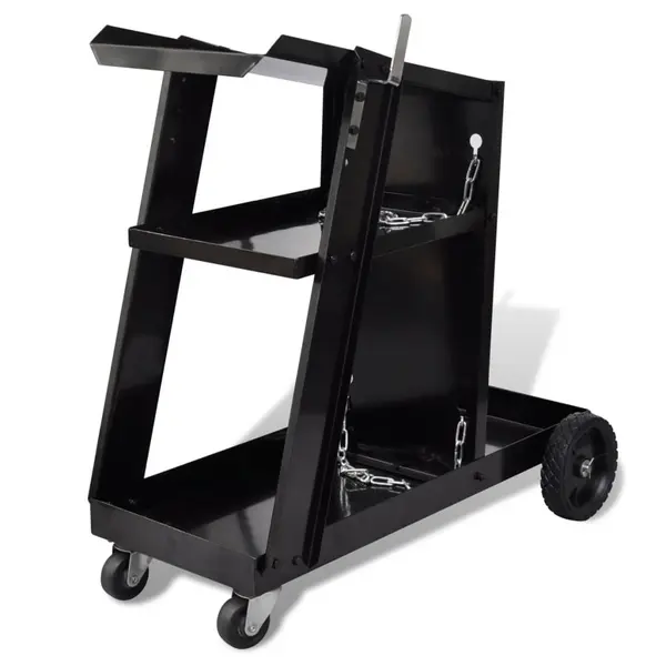 Carucior de sudura, carut negru cu 3 rafturi, organizator atelier