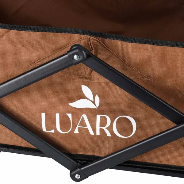 Carucior de transport universal 2 in 1 Ikonka Brown, model pliabil, cu maner reglabil, sasiu din otel rezistent, buzunare exterioare si Masuta de campare inclusa