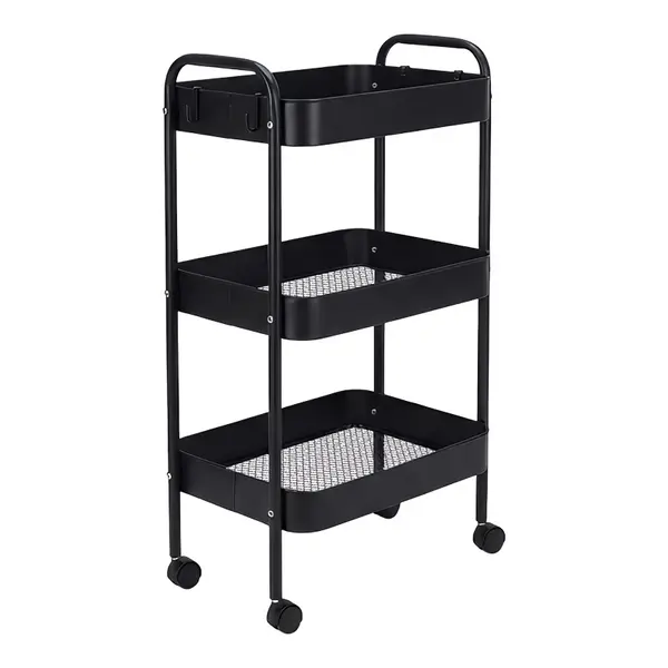 Carucior depozitare cu roti, Nedea, Negru, 41x30x77 cm