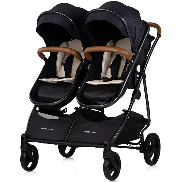 Carucior gemeni Chipolino Duo Smart, 2 in 1, reversibil, sport, landou, pliabil, negru KID062873, la doar 1.871,00 lei