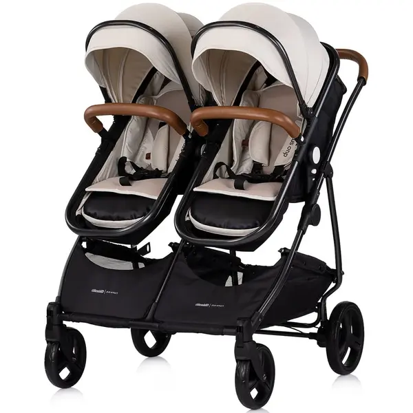 Carucior gemeni Chipolino Duo Smart, 2 in 1, reversibil, sport, landou, pliabil, bej KID062910, la doar 1.871,00 lei