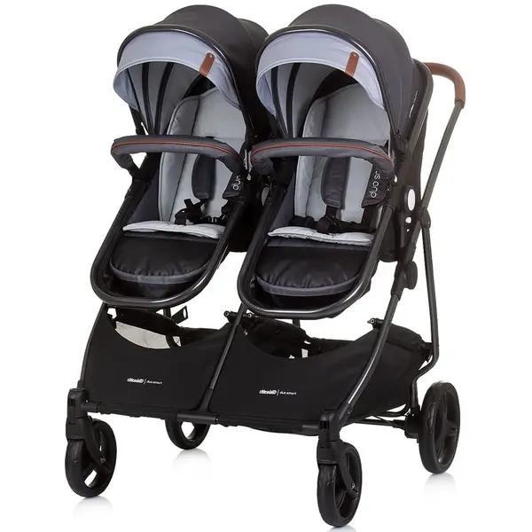 Carucior gemeni Chipolino Duo Smart, 2 in 1, reversibil, sport, landou, pliabil, gri/argintiu KID056384, la doar 1.871,00 lei