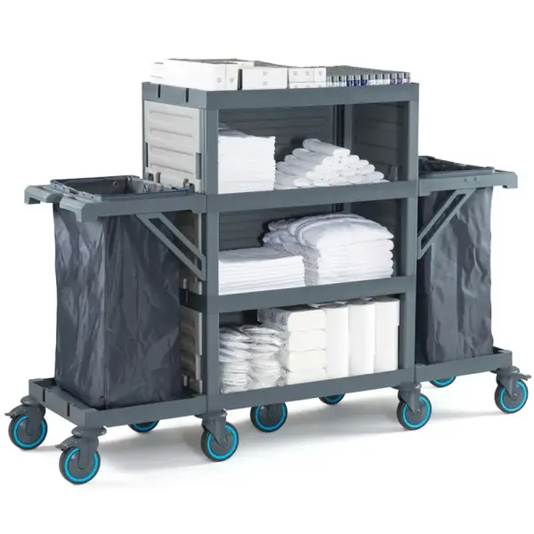 Carucior hotelier camerista multifunctional Dublu curatenie si lenjerie Carucior hotelier camerista multifunctional Dublu curatenie si lenjerie