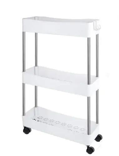 Carucior ingust de depozitare cu 3 niveluri si roti 40 × 13 × 63 cm
