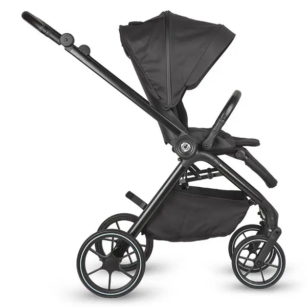 Carucior modular 2 in 1 Coccolle Serry Jet Black, Suport de picioare reglabil, Suspensie, Huse pentru picioare, Geanta, Adaptoare, Bara de protectie si maner din piele ecologica, Greutate admisa 22 kg
