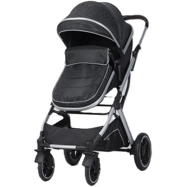 Carucior Multifunctional 2 in 1, Negru, Suspensii, Roti EVA, Maner Reversibil, Parasolar, Splendor