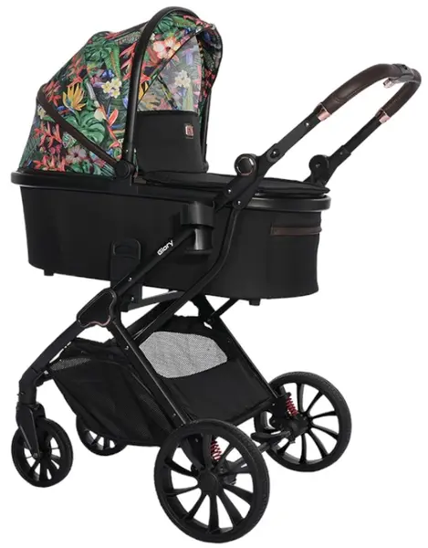 Cărucior pentru bebeluși 2 in 1 Lorelli - Glory, cu adaptoare , Tropical Flowers
