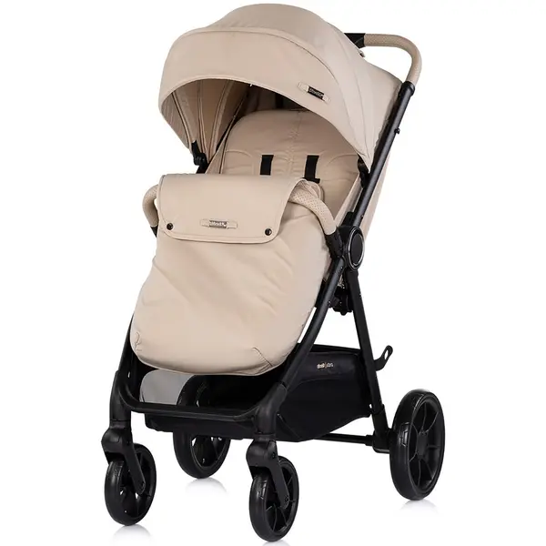 Carucior pentru copii Chipolino Ultera Latte cu husa pentru picioare, bara detasabila, roti cu suspensii, greutate admisa 22 kg