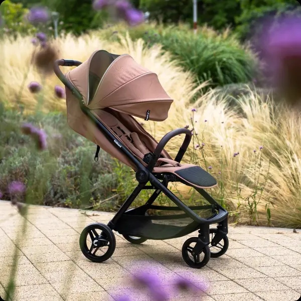 Carucior pentru copii Kidnort Snougle Grey, autofold pliabil cu o singura mana, ferestre de ventilatie, pana la 22 kg, cu suspensii, accesorii practice incluse
