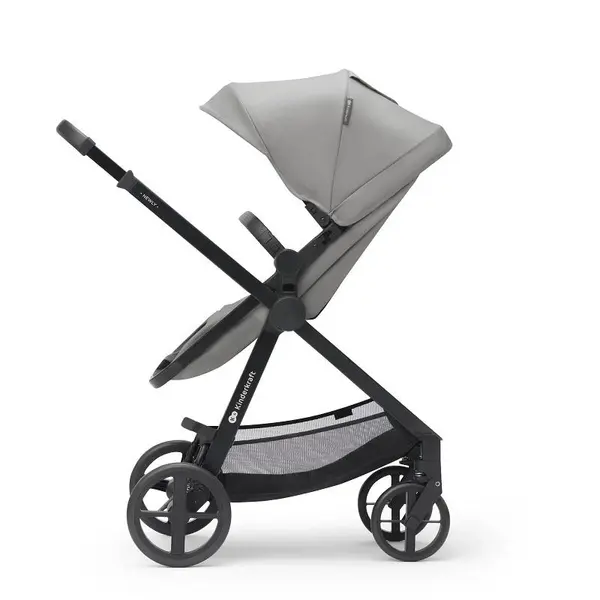 Carucior pentru copii Kinderkraft Newly Classic Moonlight Grey 4 in 1 cu suspensii, cadru din aluminiu, reversibil si accesorii incluse