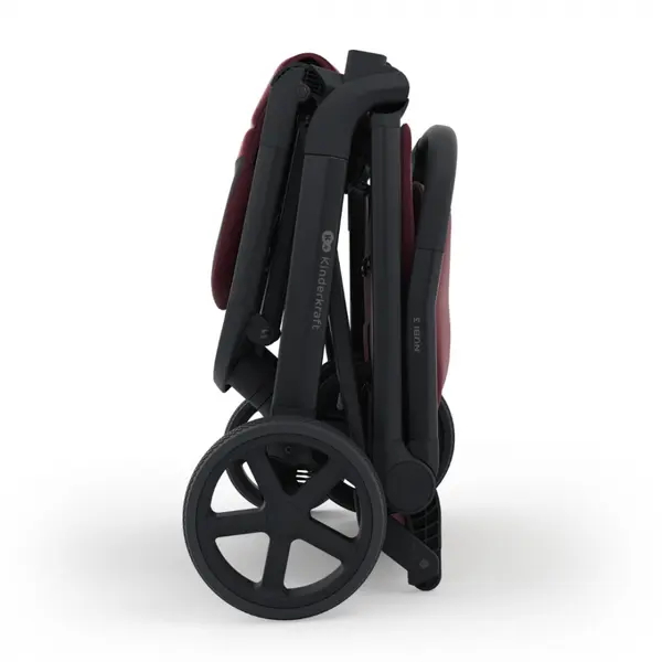 Carucior pentru copii Kinderkraft Nubi 3 Dark Ruby autopliabil, cadru din aluminiu, greutate admisa 22 kg, accesorii incluse