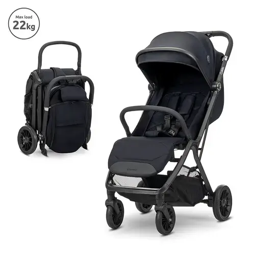 Carucior pentru copii Lorelli Calista, pliere automata, cadru din aluminiu, spatar reglabil 3 pozitii, copertina extensibila, 0-48 luni, pana la 22 kg, Negru