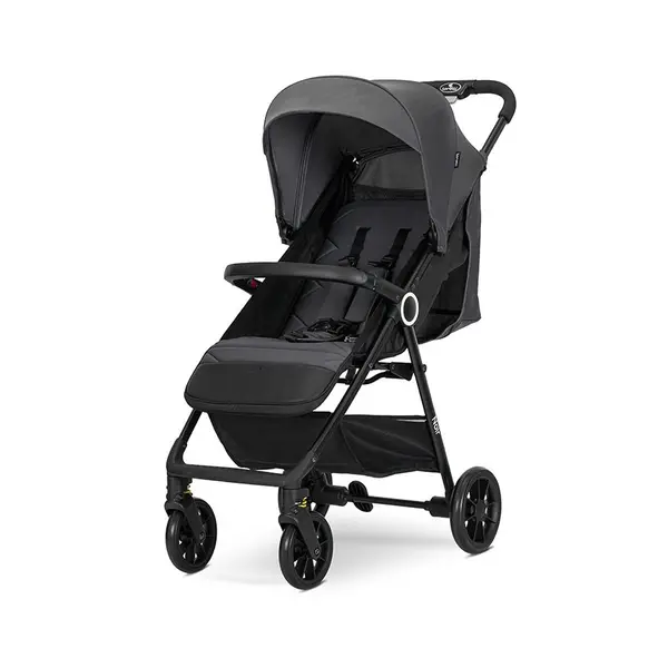 Carucior pentru copii Lorelli Noir Grey, sistem de pliere cu o singura mana, suspensii, suport pentru picioare reglabil, greutate suportata 22 kg