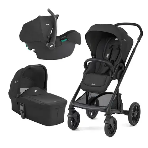 Carucior pentru copii multifunctional 3 in 1 Joie Chrome 2 Raven (Carucior Chrome 2 Raven + Landou Chrome Raven+ scoica i-Snug Raven)