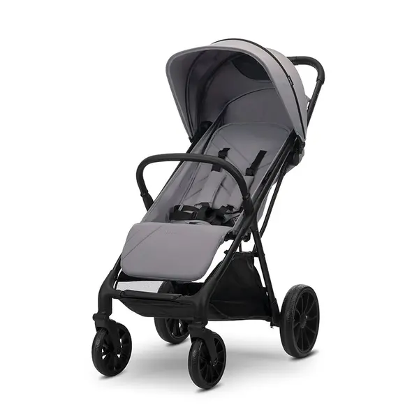 Carucior pentru copii Nuvella Grey, pliere cu o mana, spatar reglabil, copertina extensibila, 0-48 luni, pana la 22 kg