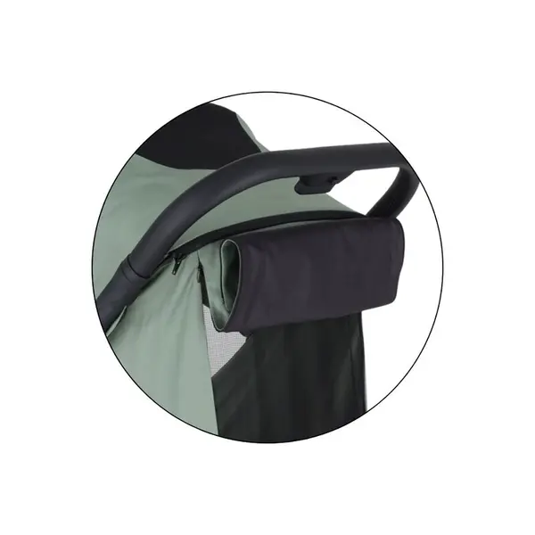 Carucior pentru copii PetiteMars Flip verde cu pliere compacta, spatar reglabil, suport picioare reglabil si copertina extensibila cu protectie UPF 50+, greutate admisa 22 kg