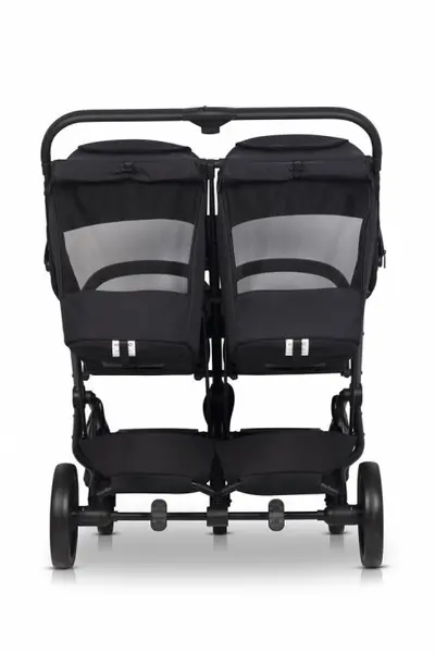 Carucior pentru gemeni EasyGo Echo, ultrapliabil, cu suspensii, spatar si suport picioare reglabile, usor si manevrabil, omologat EN1888, accesorii incluse, Ebony Black