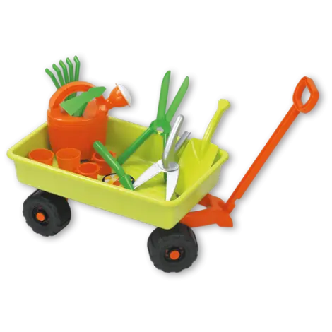 Carucior si set de unelte de gradinarit de jucarie