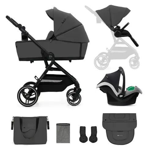 Carucior sport 3 in 1 Kinderkraft Yoxi, 0-22kg, landou, scoica auto, pliabil, Gri