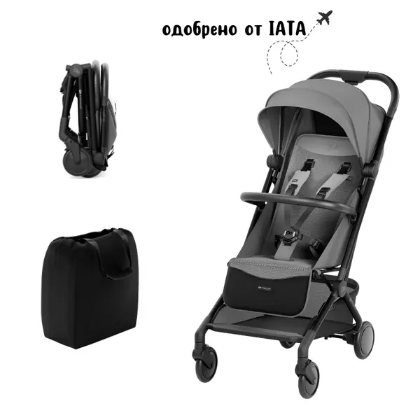 Carucior sport KinderKraft Pilot 2 cu pliere compacta Platinum Gray