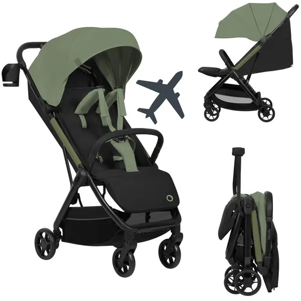 Carucior sport, Lionelo, Julie Air, Greutate redusa - 7.5 kg, Sustine 22 kg, 6 luni+, Capotina impermeabila, Protectie SPF 50+, Include suport sticla, Pliere compacta pentru calatorii, Conform cu EN1888-1 si EN1888-2, Verde Sage