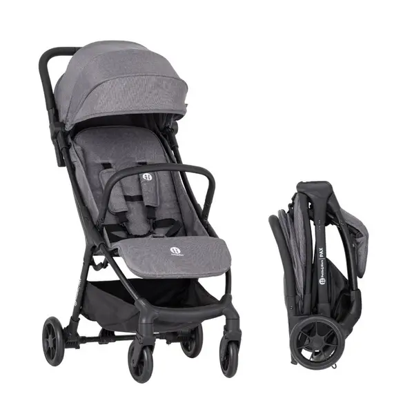 Carucior sport, Petite&Mars, Pax Ultimate, Compact - 7 kg, Spatar ajustabil, Suport picioare reglabil, Pliere tip carte, 6-36 luni, Pana la 22 kg, Gri