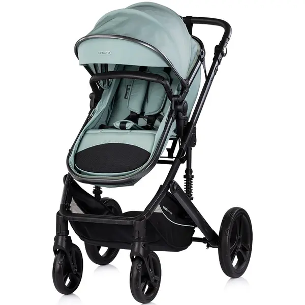 Carucior transformabil 2 in 1 pentru copii Chipolino Amore Matcha cu suspensii, sezut reversibil, accesorii, greutate suportata 22 kg