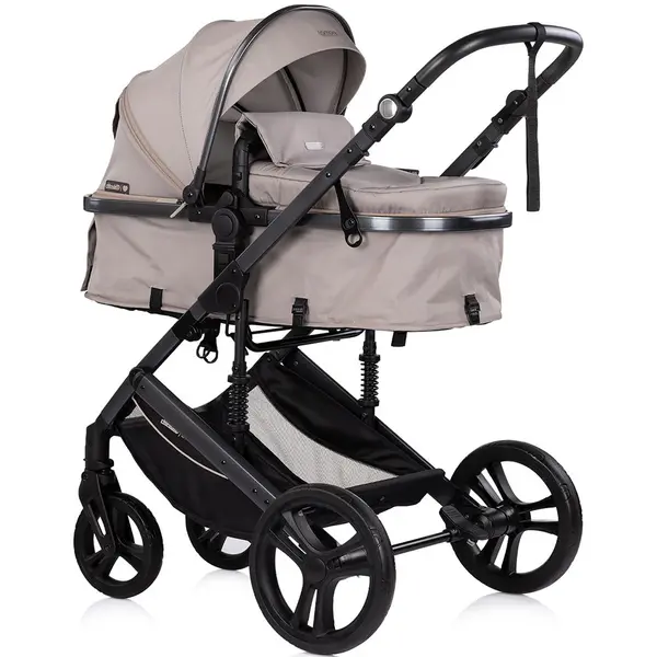 Carucior transformabil 3 in 1 pentru copii Chipolino Amore Latte cu suspensii, sezut reversibil, accesorii, greutate suportata 22 kg