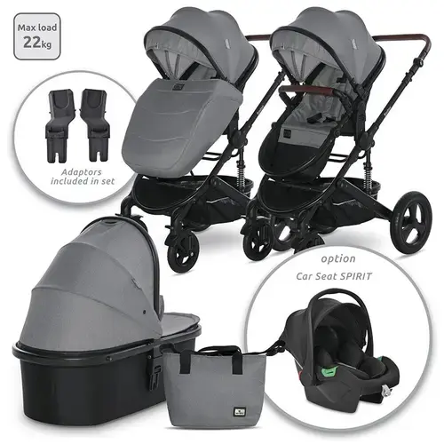 Carucior transformabil Lorelli Boston, 0-22 kg, cos auto separat, 0-4 ani (Gri)