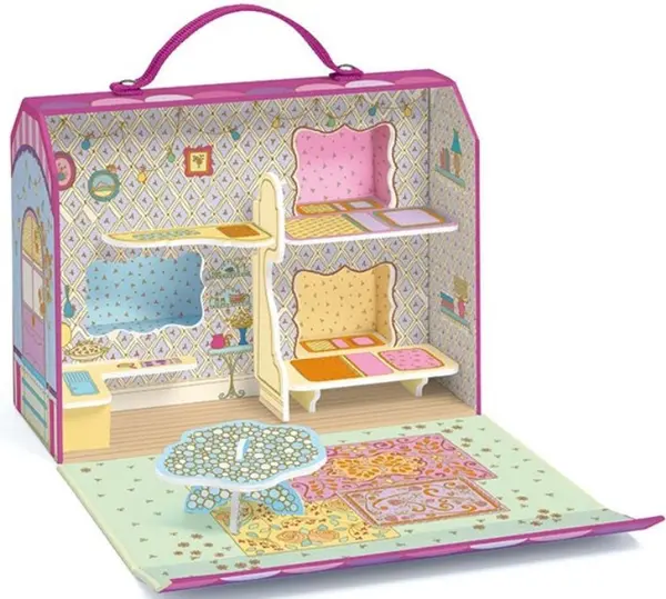 Casa pentru papusi cu valiza Djeco - Cu doua figurine, Bluchka & Indi