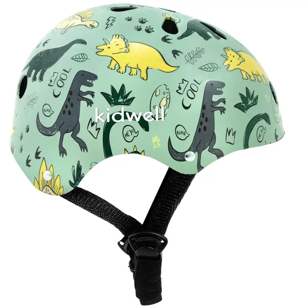 Casca bicicleta copii Kidwell ORIX Plus Dino, curele reglabile, orificii aerisire, verde KID707964, la doar 73,00 lei