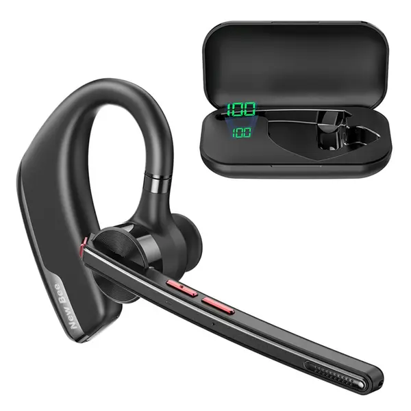 Casca Bluetooth Wireless New Bee, Baterie 60 ore 500mAH, Cu microfon dublu de reducere a zgomotului CVC 8.0, Bluetooth 5.2, Multipoint, Sunet HD,