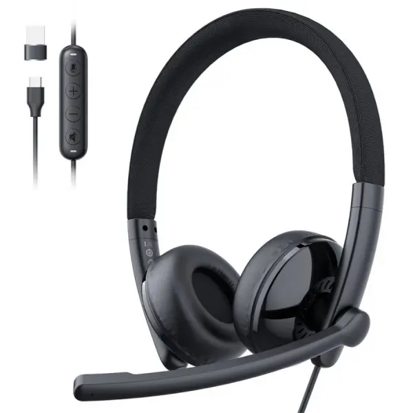 Casca Call Center USB-C / USB-A EMEET GeniusCall HS50, Neagra