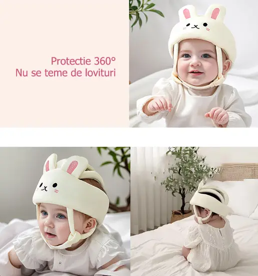 Casca de protectie pentru bebelusi, reglabila 5-24 luni Alb