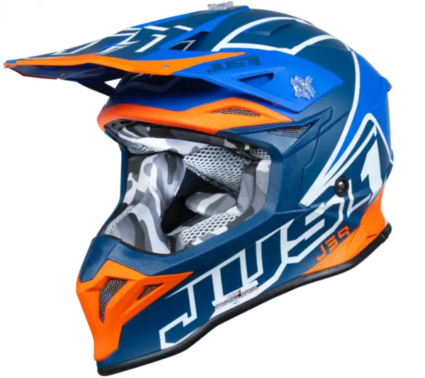 Casca moto atv JUST1 J39 Thruster, culoare albastru portocaliu, marime M