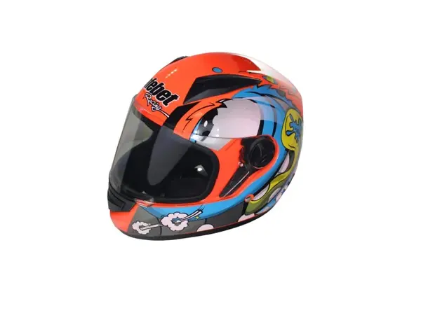 Casca moto integrala adulti, Safebet HF-111K, culoare portocaliu albastru, marime S