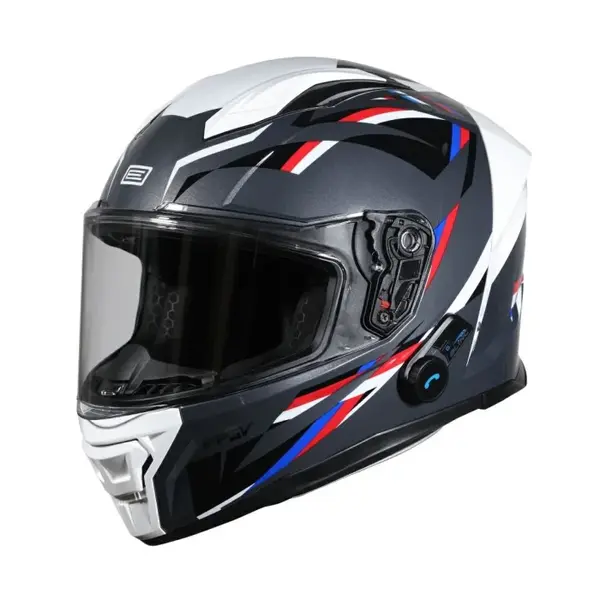 Casca moto integrala, Origine Pista cu bluetooth, culoare gri alb, marime XL