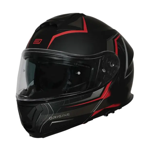 Casca moto Origine Logic Path rabatabila cu ochelari, culoare negru rosu, marime L