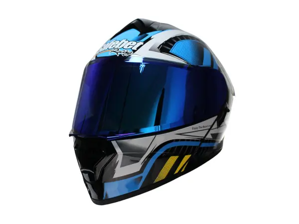 Casca moto rabatabila cu ochelari Safebet HF-130 Z62-B, Culoare Negru Albastru, Marime XXL