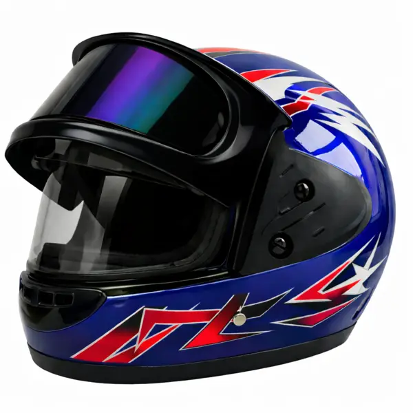 Casca Moto Scuter Full Face FIXATO, Viziera Dubla, Marime Universala 59-62cm, Albastru