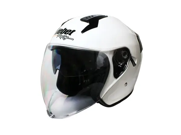 Casca moto semi-integrala cu ochelari adulti, Safebet HF-227, culoare alb, marime S
