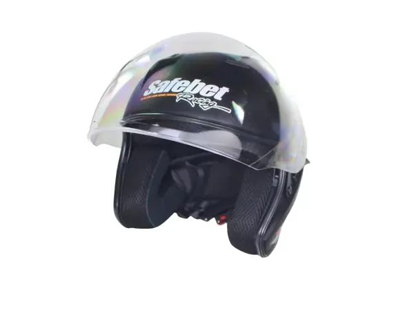 Casca moto semi-integrala cu ochelari adulti, Safebet HF-227, culoare negru mat, marime S