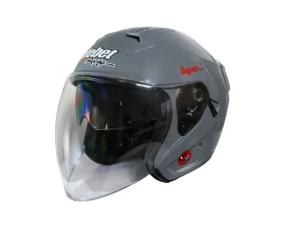 Casca moto semi-integrala cu ochelari adulti, Safebet HF-227, culoare argintiu, marime M
