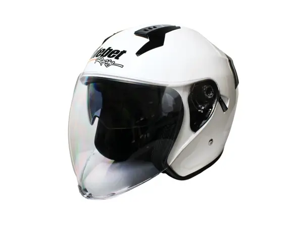 Casca moto semi-integrala cu ochelari adulti, Safebet HF-227, culoare alb, marime L