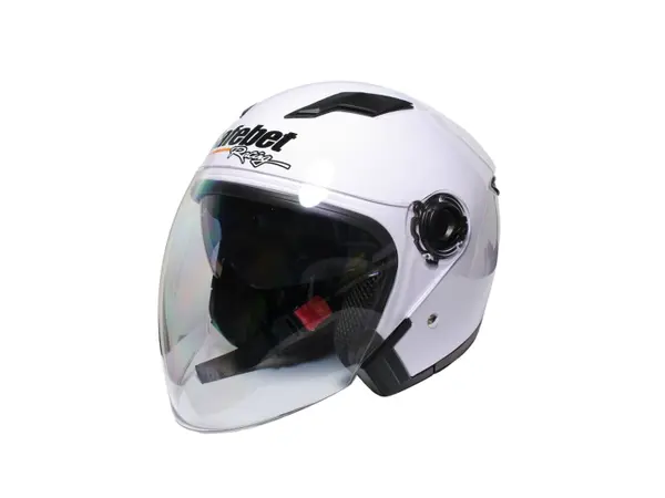 Casca moto semi-integrala cu ochelari pentru adulti, Safebet HF-223, culoare alb, marime M