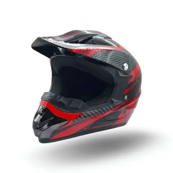 Casca motocross atv copii XTR 125, culoare negru rosu, marime YM, 53-54cm