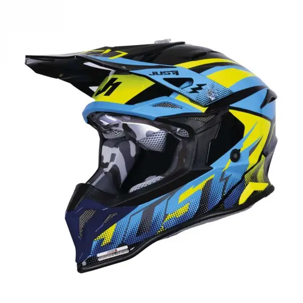 Casca motocross atv JUST1 J39 Revo, culoare albastru galben, marime M