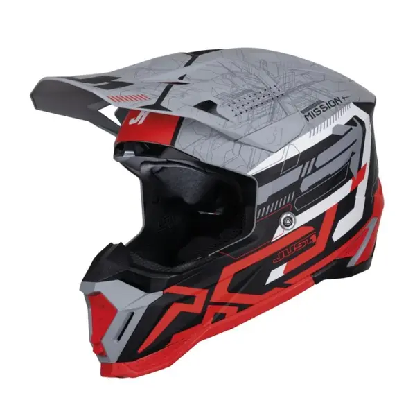 Casca motocross atv JUST1 J40 MISSION,rosu gri mat,marime XXL