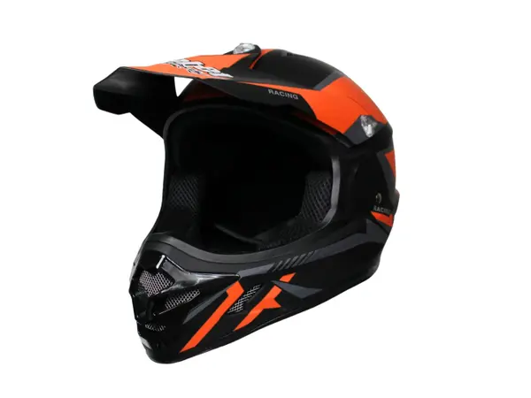 Casca motocross atv, SAFEBET HF-115 Fly-O, culoare negru mat portocaliu, marime 2XL